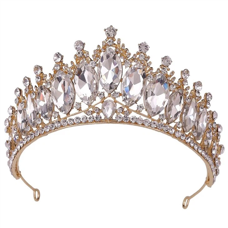 European And American Crystal Wedding Crown Baroque Red Headdress Wedding Accessories Bridal Crown